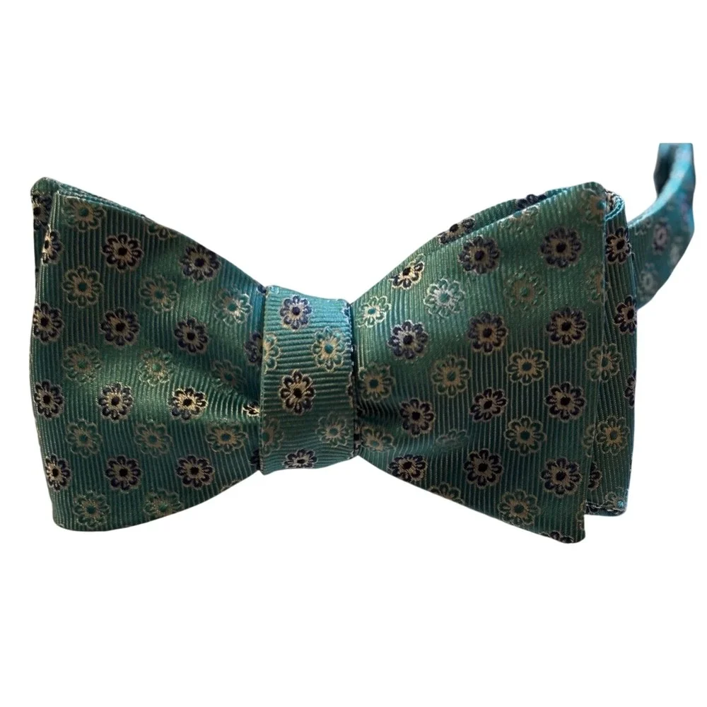 Aqua‎ Blue Bow Tie Mens Adjustable Turquoise Flower Necktie Wedding Formal
